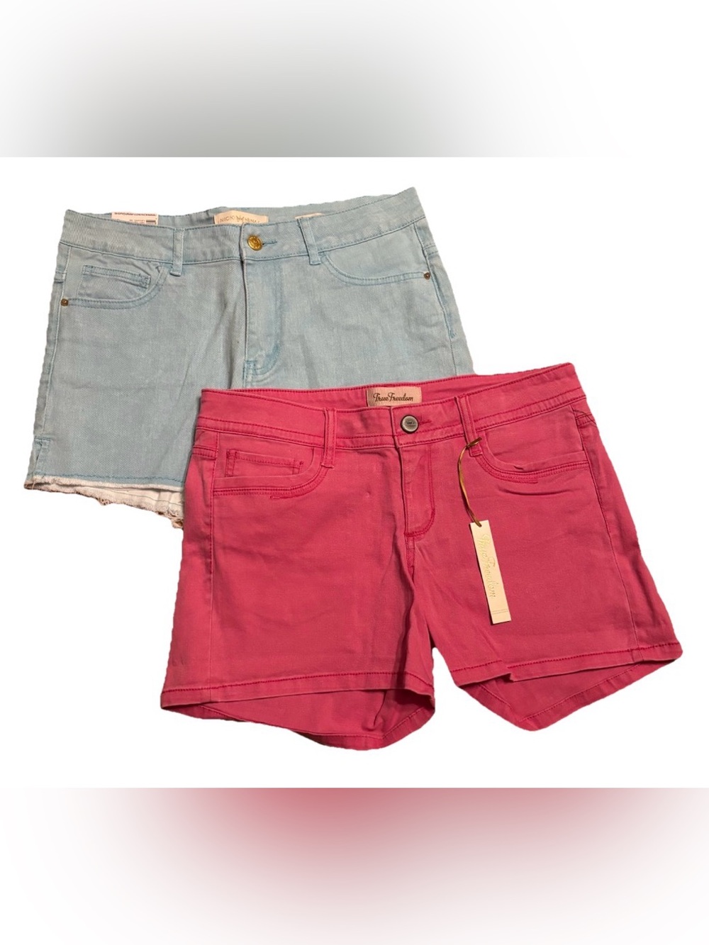 True Freedom Pink and Nicki Minaj Light Blue Women’s Jean Shorts - Size 9/10